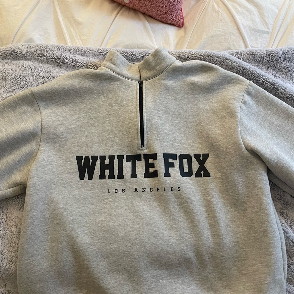 Gray White Fox Quarter Zip